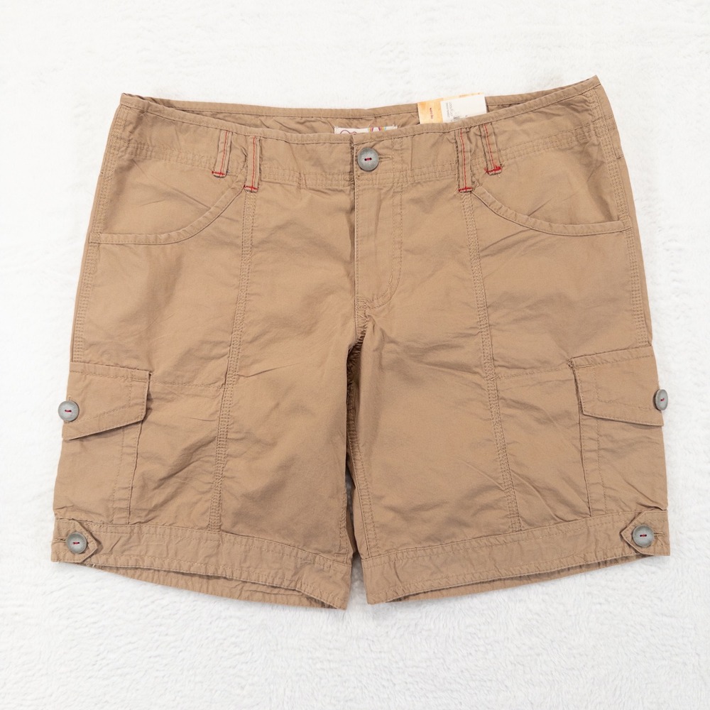 OP Womens Cargo Shorts Size 9 Khaki Tan Utility Outdoor Cotton Summer Casual NEW